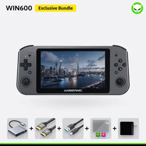 Anbernic WIN600 Handheld Game Console【Buy 1 Get 1 HDMI 8K Cable+1 Multi-port Adapter+1 Screen Protector+1 Charging Cable】Windows 5G WiFi 4.2 Bluetooth AMD Athlon 3050e 5.94-inch OCA Full Lamination IPS Screen 1280*720 Ready to Play Gift Package