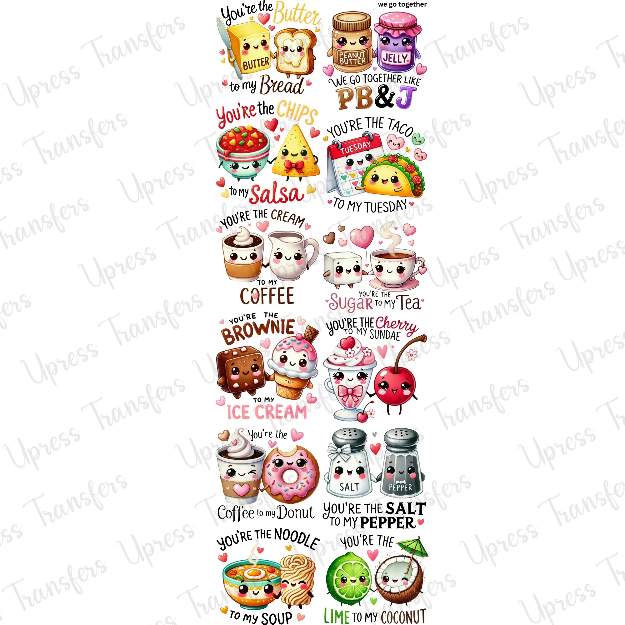 We Go Together Mini DTF Transfer Gang Sheet 24.5" Wide x 60" Long Direct To Film Trendy Vibrant Designs for Stylish Wardrobe