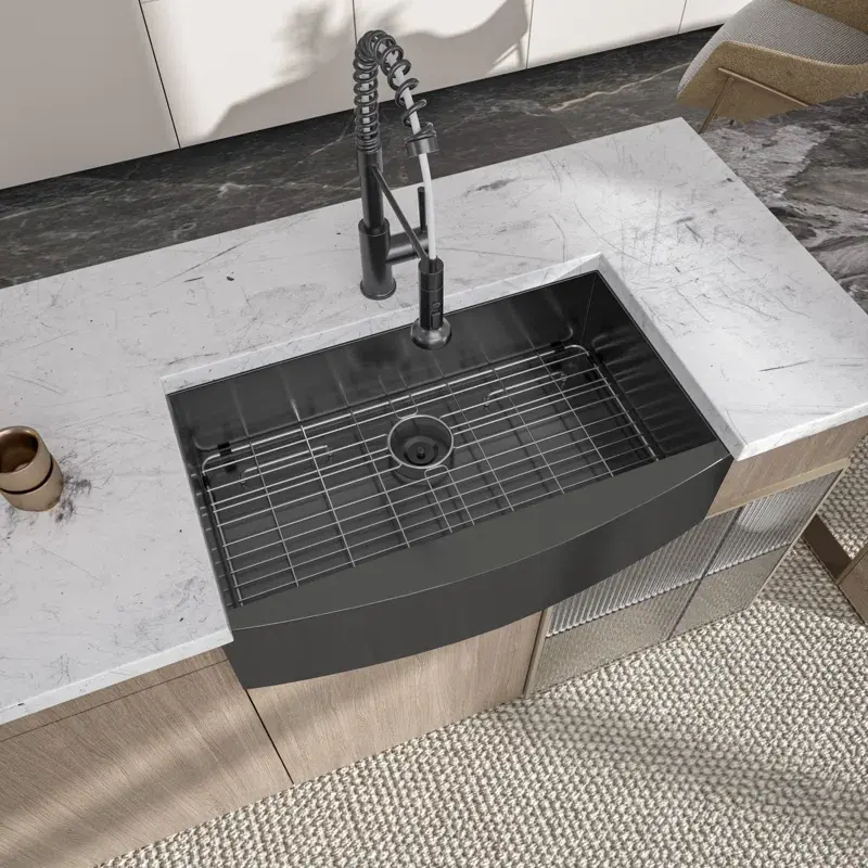 Logmey 33"  x 21"  Farmhouse Kitchen Sink Gunmetal Black 16 Gauge Stainless Steel Kitchen Sink Modern Farmhouse Apron Front Sink,Kitchen Upgrade 2026,dream kitchen ideas