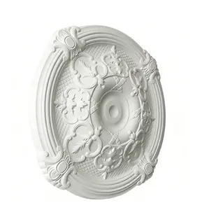 FixtureDisplays 25.59 Inch Ceiling Medallion Decorative, Round White Plaster Carved Lamp Plate for Pendant Lamp Decoration, Bedroom, Living Room Cloakroom 90 Day Lead Time 22237