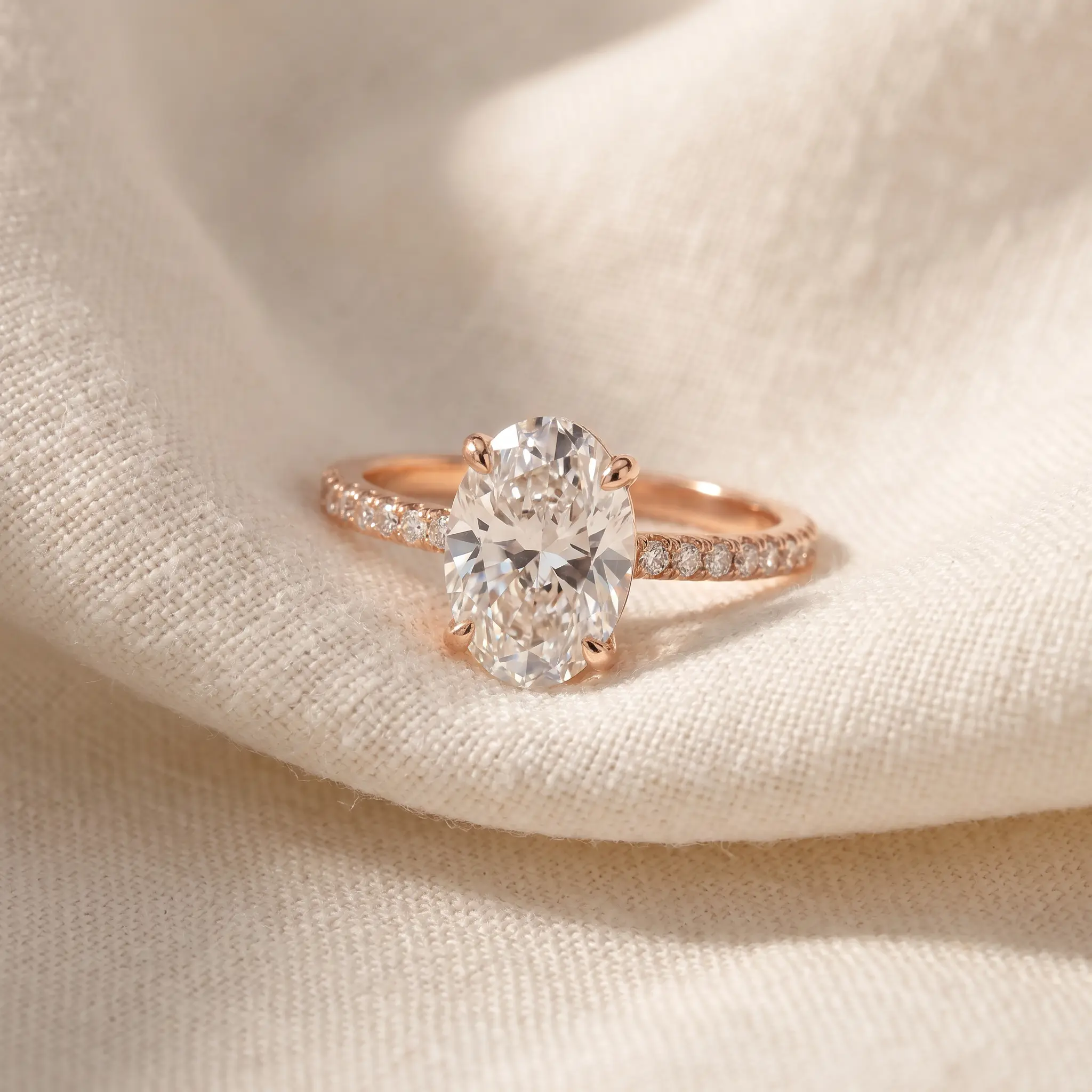 2 1/2Ct Oval Diamond Engagement Ring 14k Rose Gold Lab Grown