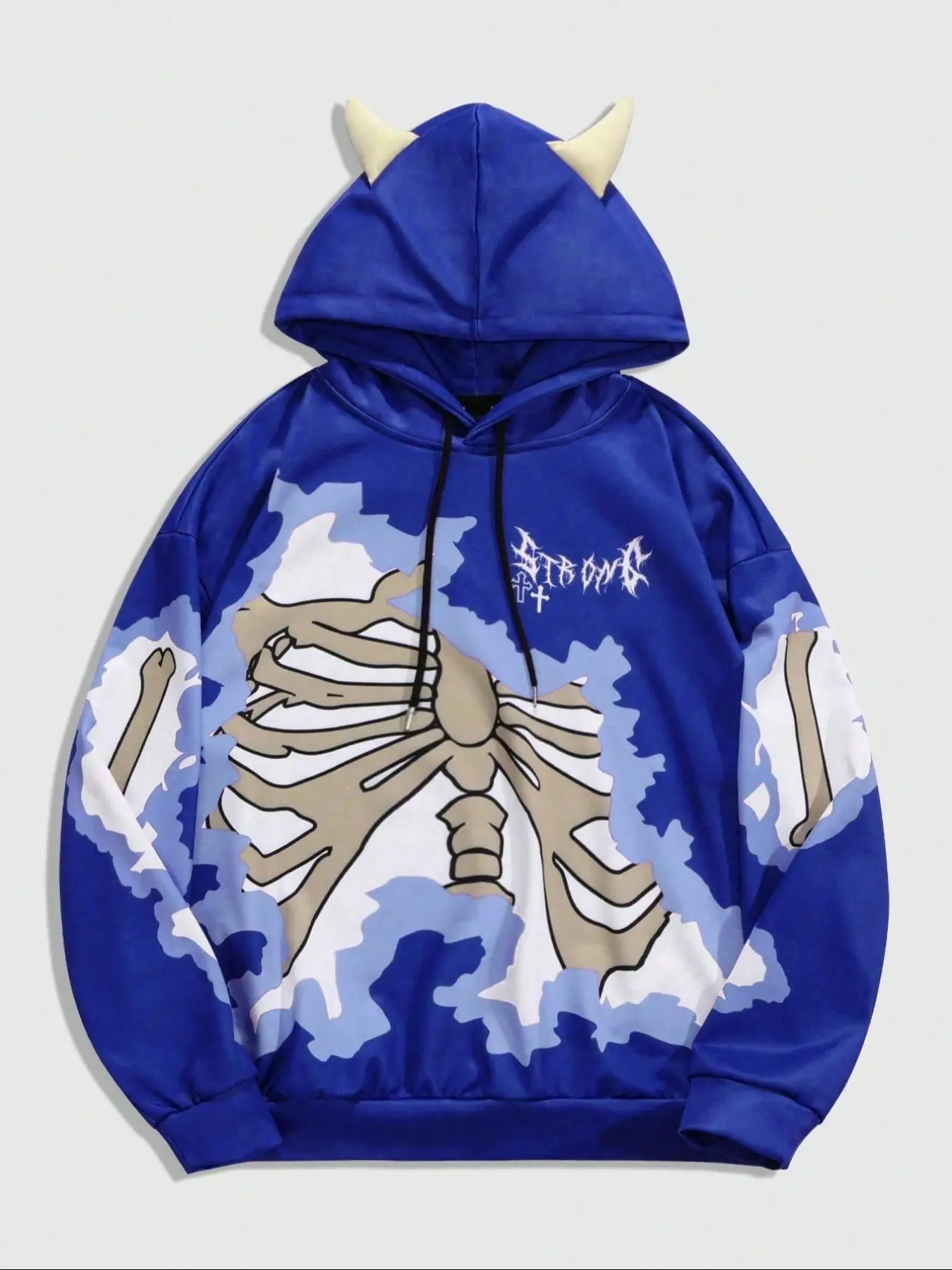 Men's Skeleton Print Hoodie, Casual Loose Long Sleeve Hooded Knit Pullover Sweatshirt for Daily Wear, Men's Sleepwear & Loungewear for All Seasons