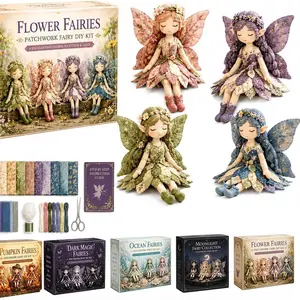 All-Inclusive Patchwork Fairy Doll DIY Sewing Kit, 4 Enchanting Flower Elf Fabric Stitching Craft Set with Full Supplies & Tutorial, Beginner Friendly Handmade Ornament Kit, Creative Holiday Birthday Gift for Craft Enthusiasts