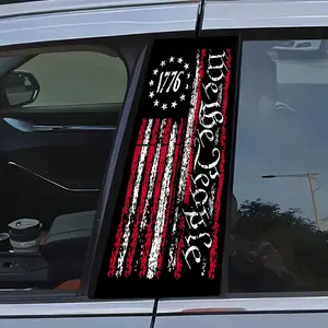 Vintage Brush Stroke We The People 1776 American Flag Car Window Decal, Patriotic Stars and Stripes Car Sticker, Waterproof Removable Car Pillar Accessories, Fits Most Cars/Trucks/SUVs