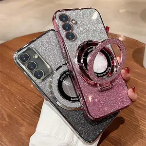 Glitter Bracket Stand Case for Samsung Galaxy S24 Ultra S23 Plus S22 S21 S20 FE Note20 A54 A55 A34 A15 A52 A14 Gradient Cover