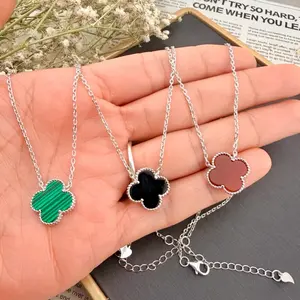 Silver 925 flower necklace - collar clover de la suerte en plata sólida  .925