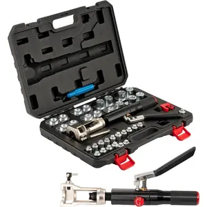 GAOMON 33PCS Hydraulic Brake Flaring Tool Kit - 45° Double Flaring Tool for 3/16" to 1/2" Copper Line & Steel Pipe | Includes Tube Cutter, Deburrer | Brake Line Flaring Tool Kit