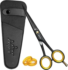 MJW Professional Hairdressing Scissors 6.5” Stainless Steel Barber Shears for Salons Home Mustaches Beard Hair Trimming for Men Women Kids