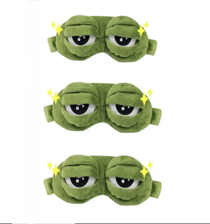 Sad Frog 2-in-1 Plush Sleep Mask and Headband with Cotton Lining, Whimsical Light-Blocking Design for Travel Naps & Skincare, Light-Blocking Properties, Unisex Fit, Whimsical Look, Sad Frog Eyes, Napping, Plush Material, Novelty Print, Skin-Friendly