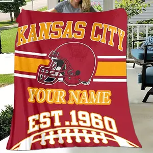 Customizable Kansas City Football Blanket, Soft and Lightweight for All Seasons - Machine Washable, Great for Napping, Camping, Travel - Unique Gift