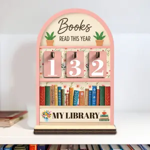 Vintage Books Read This Year Tracker Sign, Book Reading Counter Tracker, Free Book Suncatcher Gift, Book Lover Gifts, Bookish Decor Gift, Home Library Decor