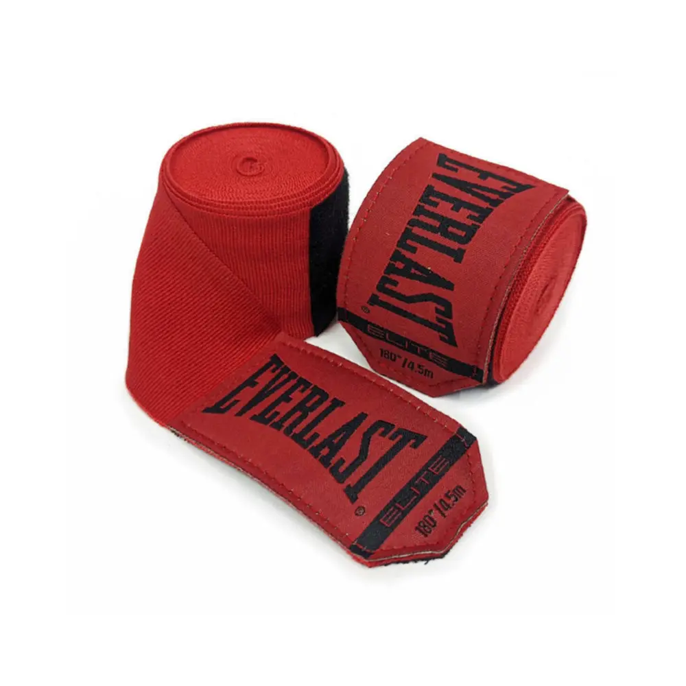 Elite Stretch Boxing Hand Wraps, 180-Inch Red Breathable Cotton-Polyester Blend, Pro-Level Compression with Secure Hook & Loop Closure, Boxing Equipment, Hand Wraps Boxing