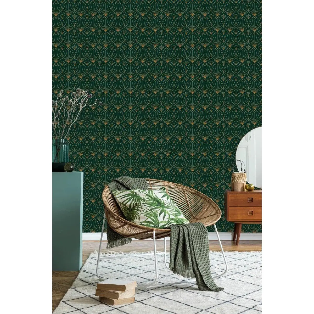 Modish Dark Green Wallpaper Chic