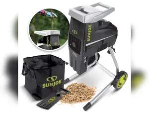 Sun Joe CJ603E Silent Electric Wood Chipper + Shredder W/ Collection Bag | 1.7-inch Cutting Diameter | 15-Amp