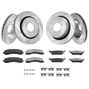 2012-2020 Ford F-150 Front & Rear Brake Kit (MPB Models Only) – Drilled & Slotted Rotors with Ceramic Brake Pads, 13.8in Front Rotors and 13.7in Rear Rotors Replacement Set