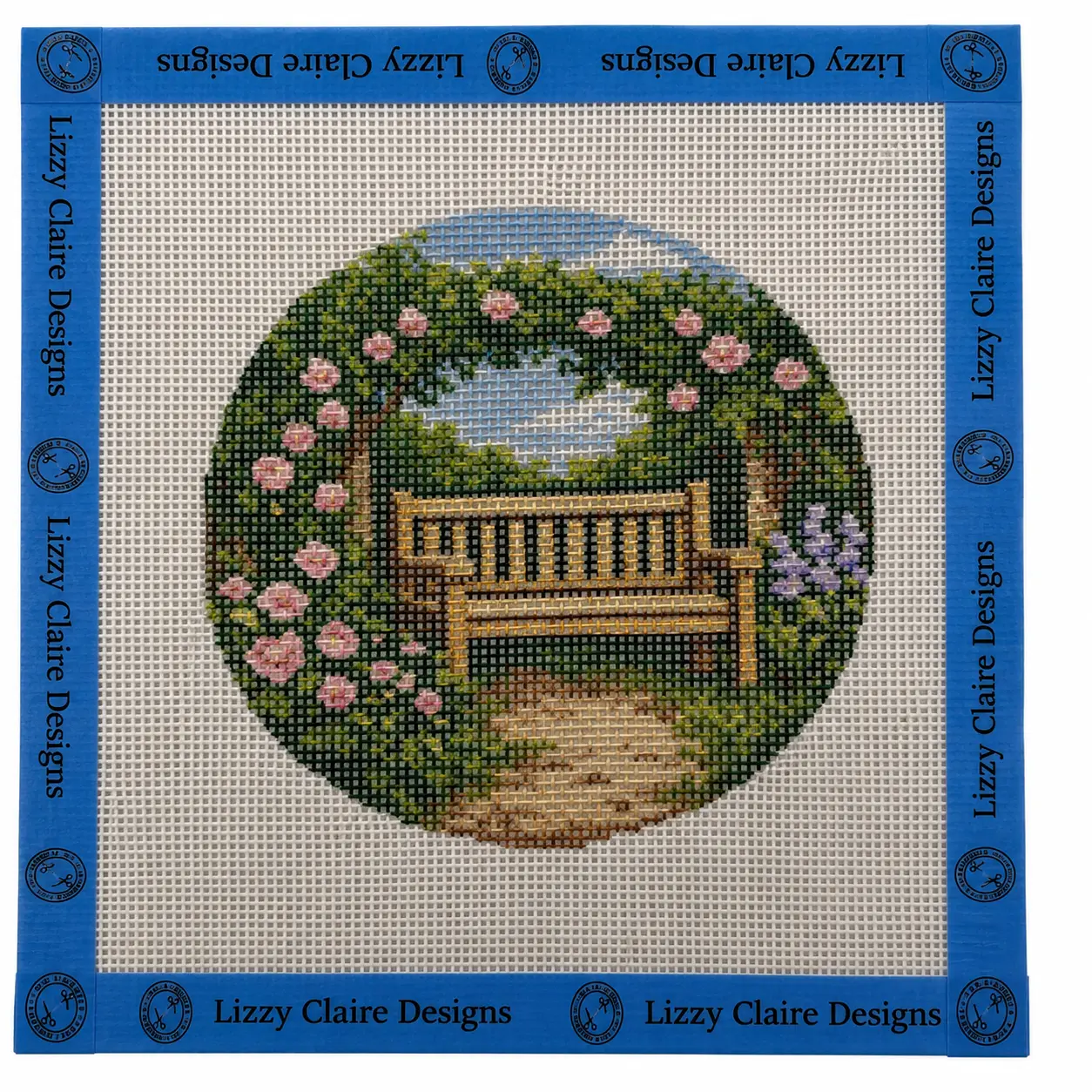 Garden Bench - 18 mesh - 4 inch Round - 6 x 6 - Needlepoint Canvas