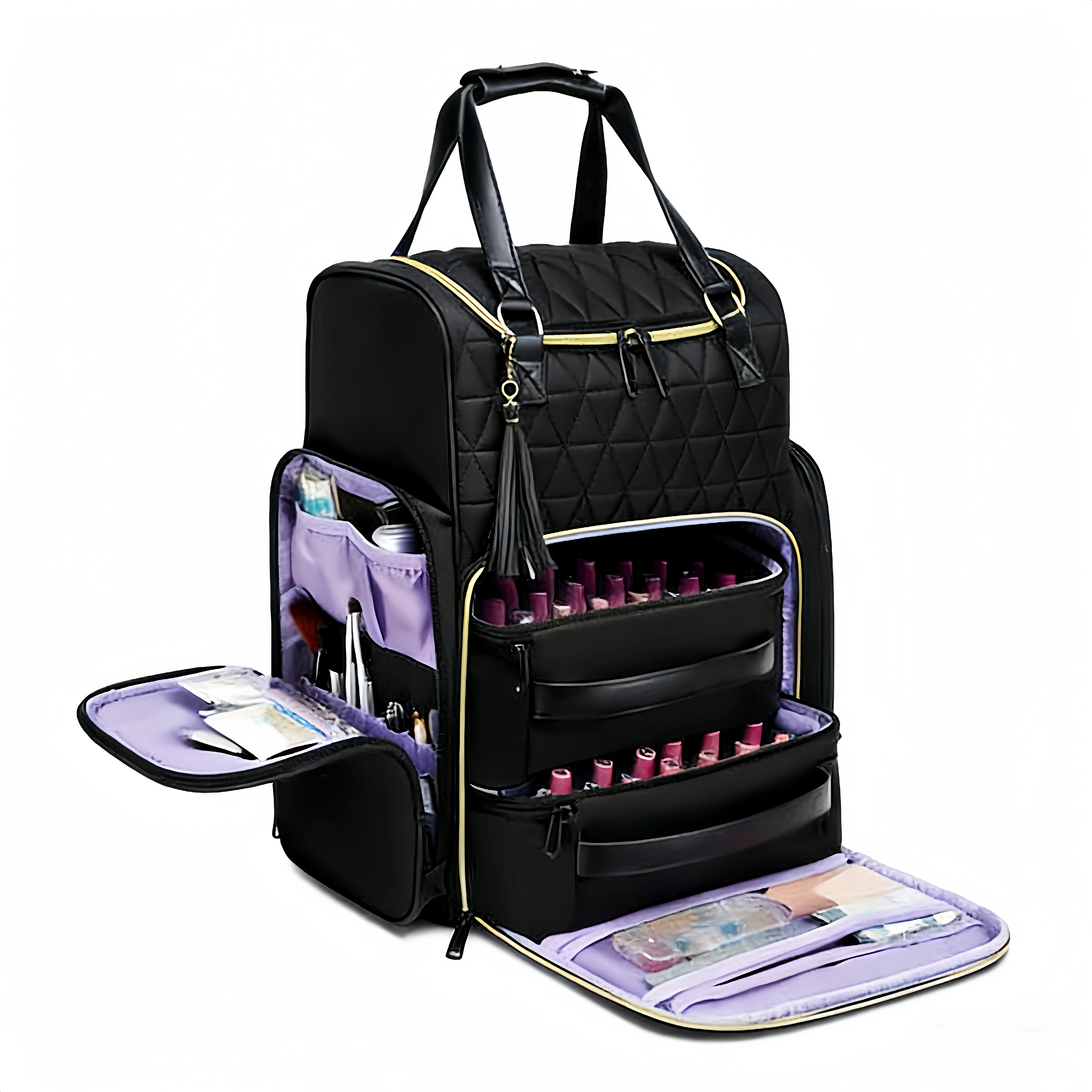 Multi-Layer Large-Capacity Gel Polish Organizer Backpack - Adjustable Straps, Built-In Organizer, Multi-Function Double-Shoulder Bag for Nail Salon Mobile Service, Makeup Containers, Chic, Double-Shoulder Functional Bag, High-Capacity