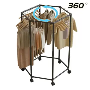 Laundry Rack Hexagonal Drying Stand for Clothes Space Saving Hanger with Multi Level Design for Bedroom Dorm Balcony Outdoor Indoor Use Metal Foldable Storage
