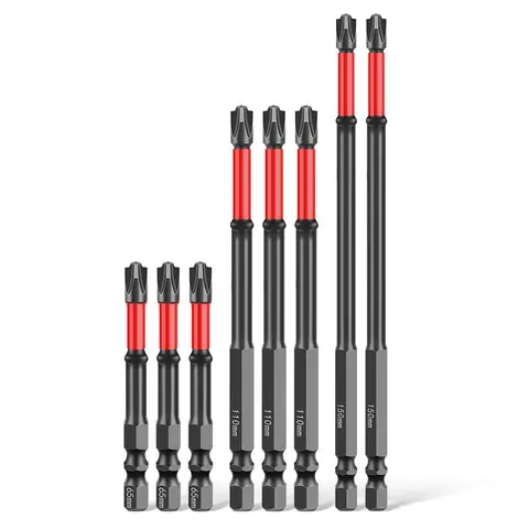 FPH2 Impact Screwdriver Bit Set - S2 Steel 65mm & 110mm Replaceable Metal Magnetic Bits, 1/4 Inch Hex Shank Tool Accessories for Electricians, Replaceable Screwdriver Bits, Bits Screwdriver Accessories