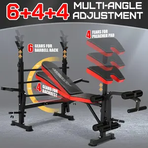 660lbs 6 in 1 Weight Bench Set with Squat Rack Adjustable Workout Bench with Leg Developer Preacher Curl Rack Fitness Strength Training for Home Gym