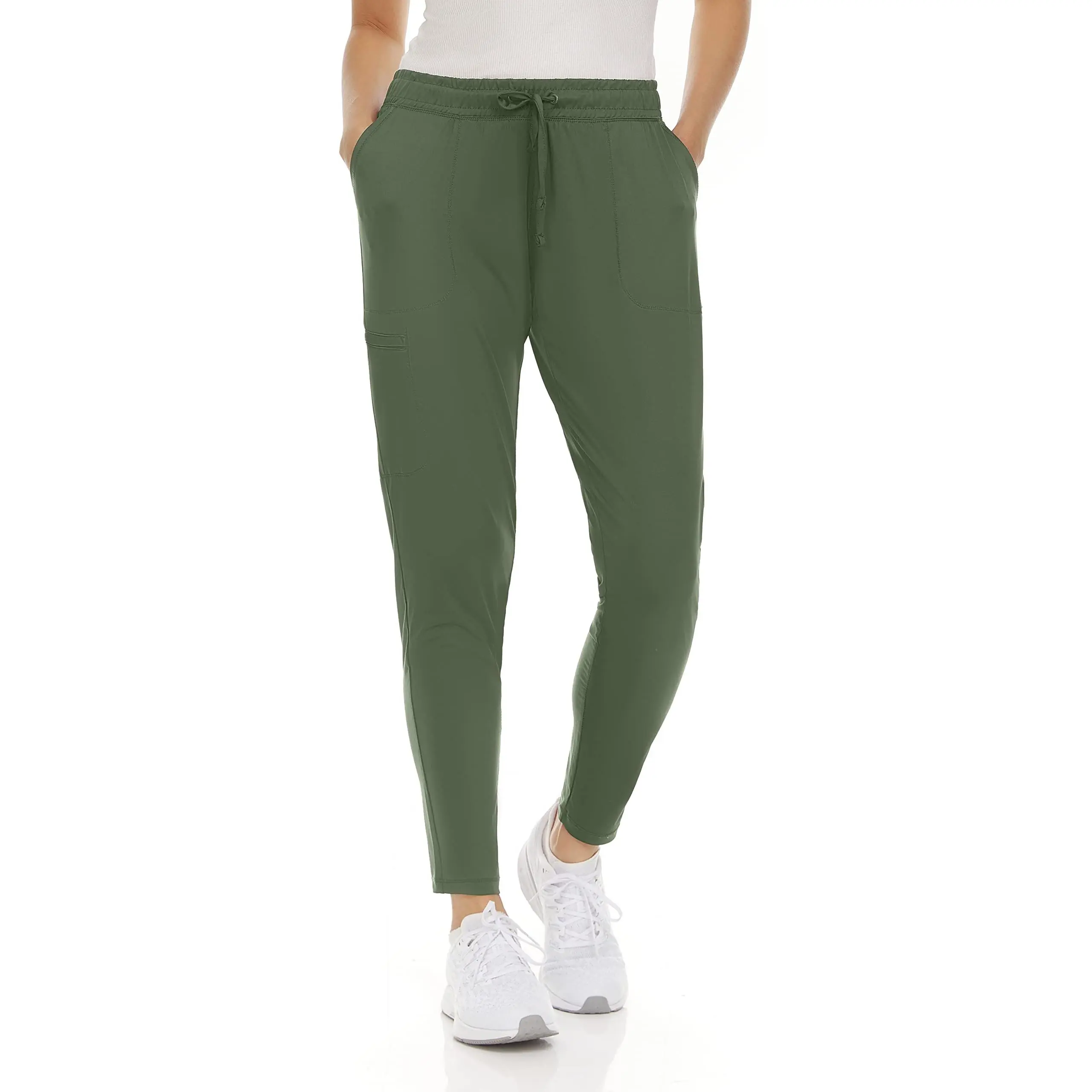 MediChic Women's Scrubs Mid Rise Slim 5 Pocket Active Yoga Scrub Pants - Comfortable Work Pant