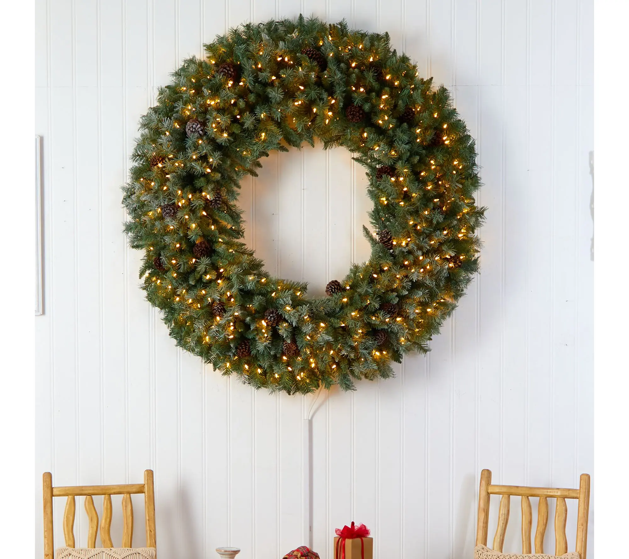 Nearly Natural 5' Giant Flocked Christmas Wreath