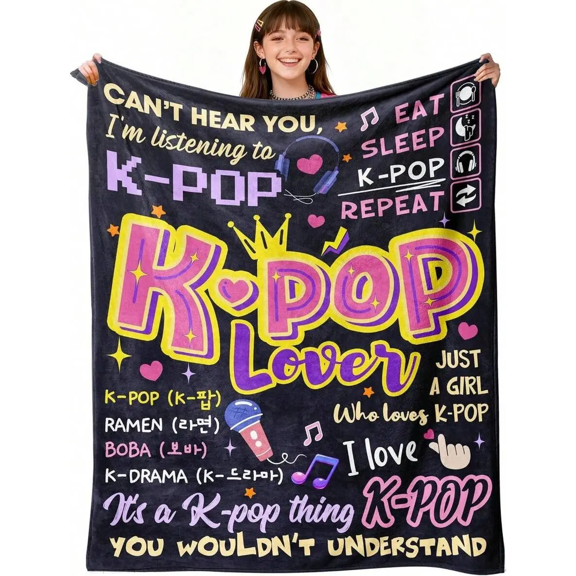 Kpop Gifts For Teen Girls Women K Pop Lovers Blanket Kpop Merch Korean Stuff K Pop Birthday Party Decorations Christmas Birthday Gift For Friend Sister Women Throw Blanket