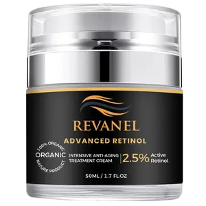 REVANEL Advanced Retinol 100% Organic Intensive Anti-Aging Treatment Cream 2.5% Active Retinol for Face & Neck Reduces Wrinkles Improves Skin Texture and Firmness 50ml Scent: Jasmine & Rose