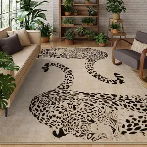 Leopard Pattern Non-slip Floor Mat, 1 Count Creative Animal Pattern Soft Floor Carpet, Decorative Area Rug for Home Living Room Bedroom, Animal Print Rug