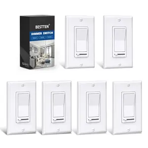 6 Pack Dimmer Light Switch, LED Dimmer Switch, Single-Pole or 3-Way, for Dimmable LED, Halogen and Incandescent Bulbs, 120V, Wall Plate Included, UL Listed, White