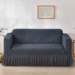 Bubble Textured Sofa Cover, Stretch Slipcover, Stretchable Sofa Cover, Non-Slip Universal Couch Cover, Soft Bubble Gauze Furniture Protector, All Seasons