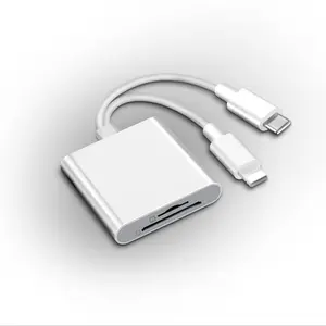 2-in-1 SD Card Reader, Portable and Compact Type-C Dual-Slot Memory Card Reader for USB-C Devices, Plug-and-Play Adapter for Gaming and Data Transfer