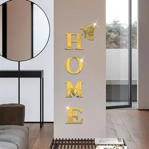 Acrylic Mirror Wall Stickers for Home Decor, Decoration, Decorative Wall Sticker, Stylish Letter Wall Art in Silver Color for Living Room & Bedroom, Beautiful Design 47.2 X 15.3in