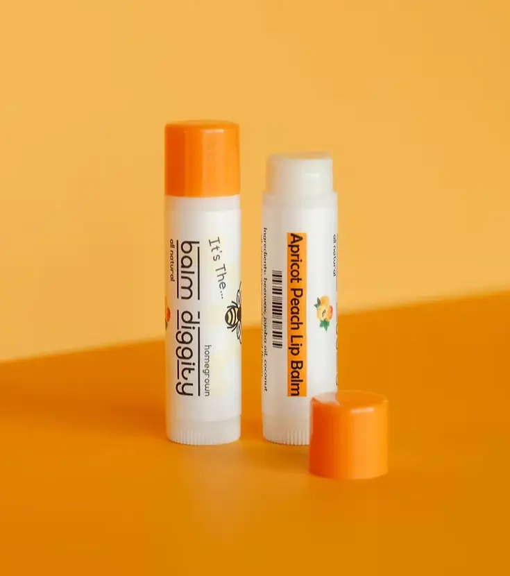 Balm Diggity Natural Beeswax Lip Balm – Apricot Peach, 2 Pack