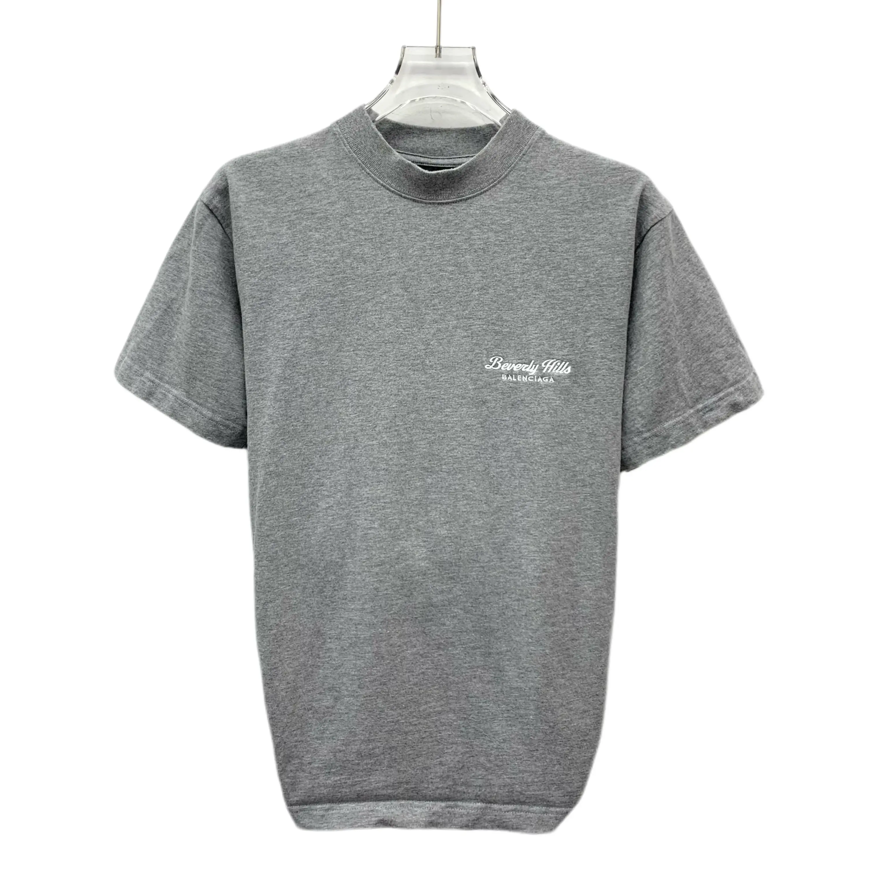 RDLT - Balenciaga City Edition Grey Logo Embroidered Cotton Mock Neck Short Sleeve T-Shirt Size XS
