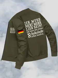 Men's Germany Flag Pattern Jacket, Zipper Baseball Coat, Collared Jacket, Polyester, Casual & Formal Wear, Durable Fabric, Comfort Fit