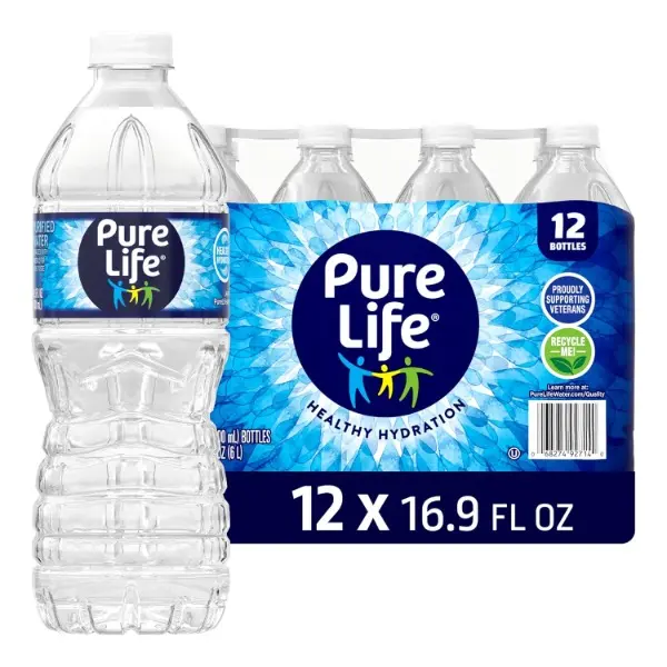 Purified Mineral Water Beverage with Sodium Bicarbonate - 12-Pack Ready 16.9oz Plastic Bottles, Non-Carbonated, Crisp Taste, Halal - Ideal for Work, Lunch, On-The-Go Hydration, All Ages