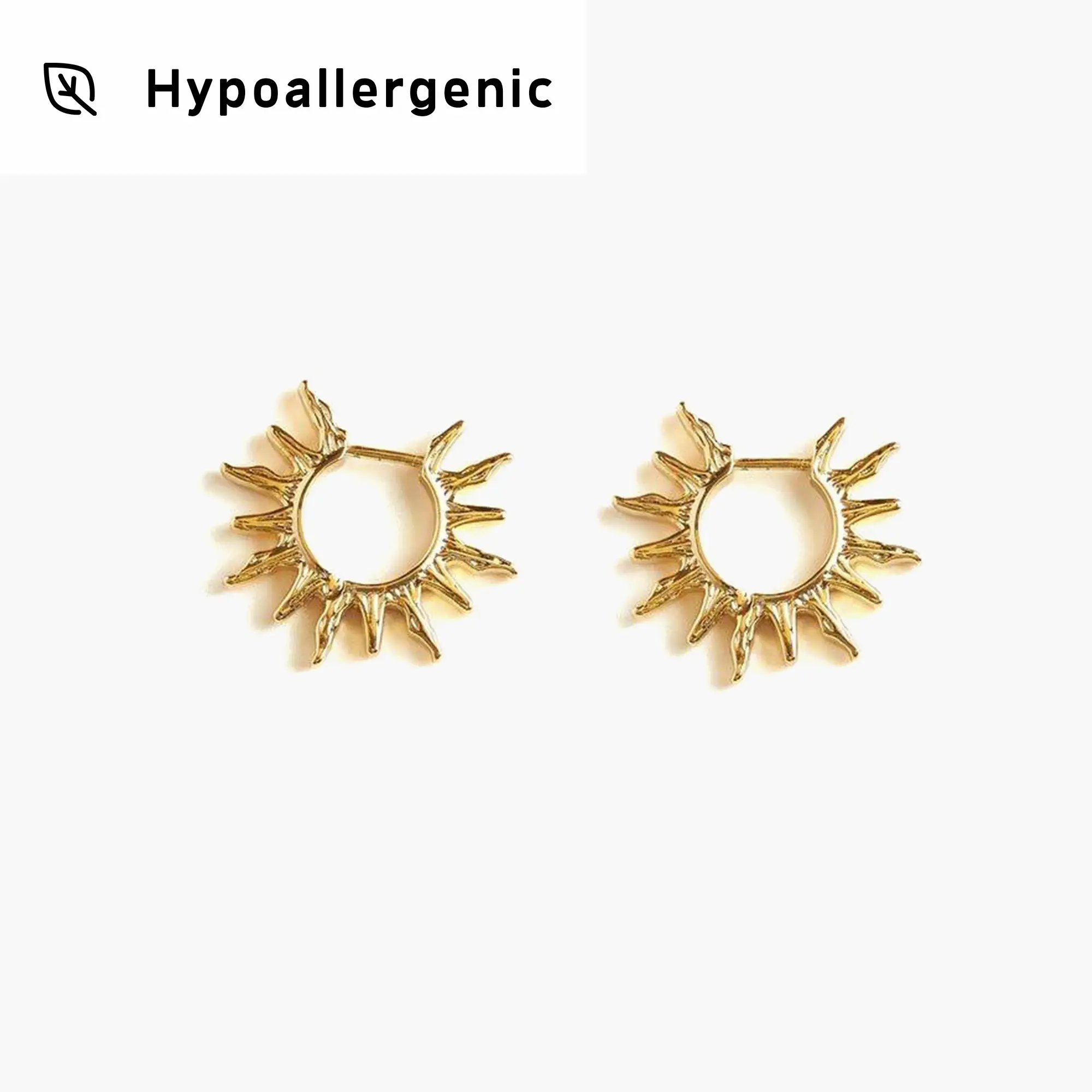 en route 18K Gold Plated Gold Sun Hoop Earrings, Textured Everyday Pieces with Sun-inspired Design, Versatile Chic Accessory Perfect for Both Minimal & Statement Outfits