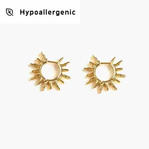 en route Gold Sun Hoop Earrings, Textured Everyday Pieces with Sun-inspired Design, Versatile Chic Accessory Perfect for Both Minimal & Statement Outfits