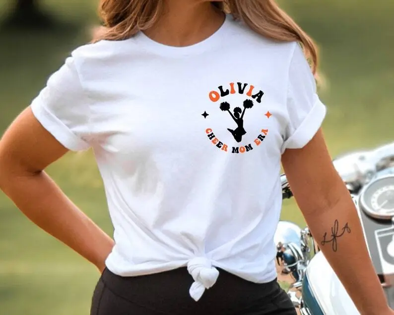 Personalized In My Cheer Mom Era Shirt, Custom Cheer Mama Era Shirt, Cheer Mom Shirt, Custom Gift, Cheerleading, Cheer Squad T-Shirt