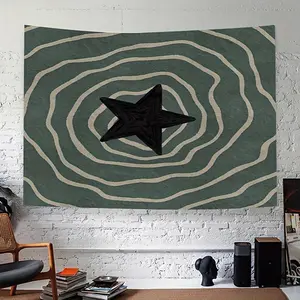 Vintage Green Terrain Star Tapestry - Polyester Fiber Wall Art, Suitable for Bedroom, Living Room, and Dormitory Decoration, Comes with Free Installation Accessories, Room Decoration