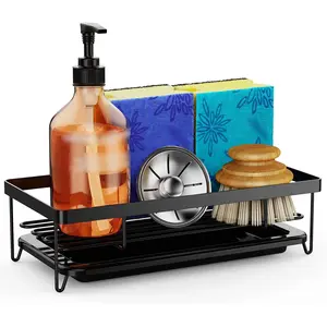 Kitchen Sink Storage Rack, Kitchen Sink Drain Rack, Sink Storage Rack for Soap, Scouring Pad, Dishwashing Brush and Sponge, Bathroom Accessories, Home Kitchen Organizer