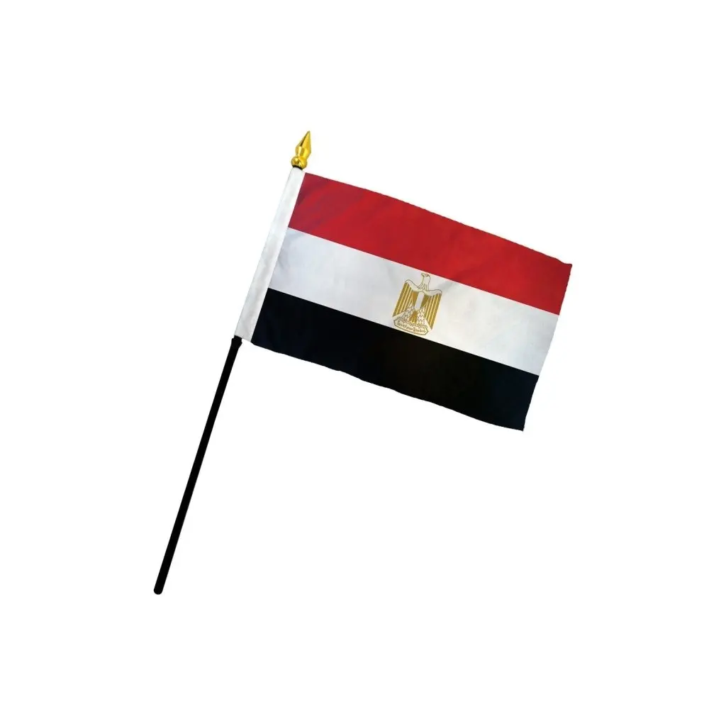 4x6in 100% Polyester Egypt-Themed Print Stick Flag, 10.5in Stick with 3/16in Diameter, Stitched Edge, Plastic Desk Display, Parade-Ready Home & Festive Party Supplies Backdrop Accessory, 10.5 Inches Stick