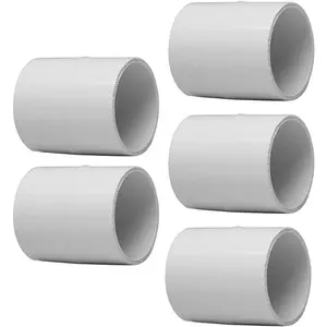 5 count 2" PVC Pipe Fitting Coupling Connector Adapter Pipe Fitting Slip (Socket x Socket) Schedule 40 White Color