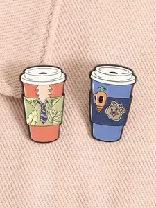 Zootopia Nick Judy Coffee Mug Set, Enamel Badge Collection, Nick Shirt Striped Tie Blue Judy Police Badge Carrot Water Bottle