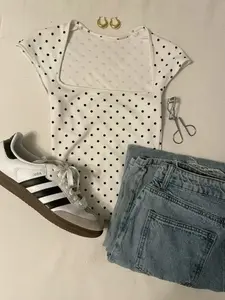 Women's Simple Daily Elegant Casual Slimming Fitted Square Neck Polka Dot Print Tank Top, Stylish and Comfortable Summer Wear