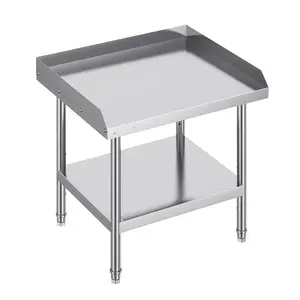 Stainless Steel Commercial Food Prep Table, 24 X 28 X 26 Inches With 3-Sided Backsplash, Heavy Duty Metal Work Table, Adjustable Height, Ideal For Restaurant, Kitchen, Hotel, Catering And Home Use