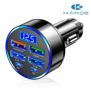 Ultimate Car Charger RDRKR 6 Port Cigarette Lighter USB Adapter LED Voltage Monitor (4USB+ 2*PD) Cigarette Lighter Adapter USB C Compatible with Android/iPhone and Tablets Devices Outdoorfun Solution