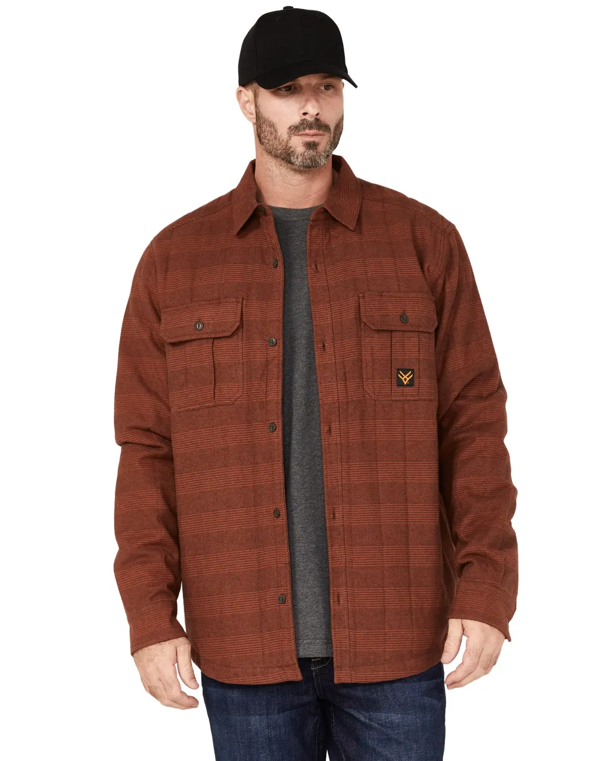 Hawx Men's Men'S Rugby Stripe Quilted Shirt Jacket - Hxfa22w68-Red