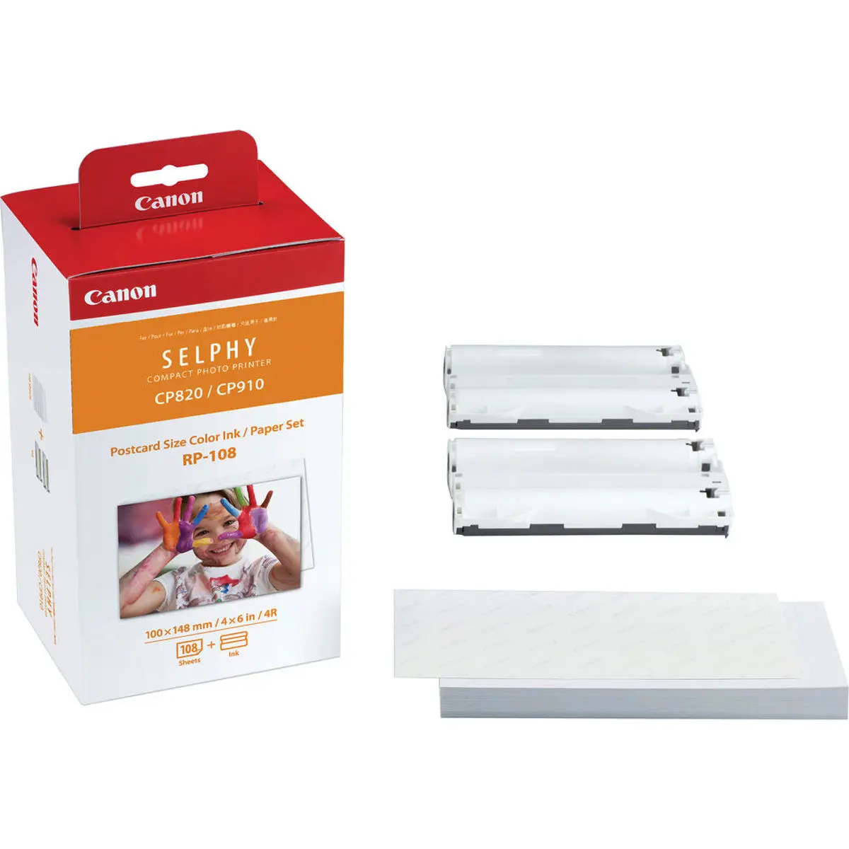 Canon RP-108 High-Capacity Color Ink/Paper Set for SELPHY CP910 Printer, Includes 108 Sheets, 2x Color Ink Ribbons
